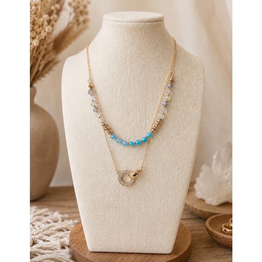 Pomina Golf Blue Layered Necklace New